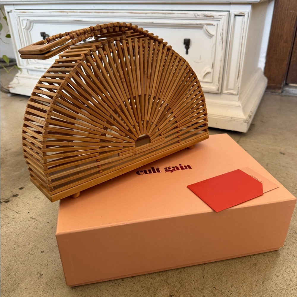 Cult Gaia Tan Bamboo Handbag